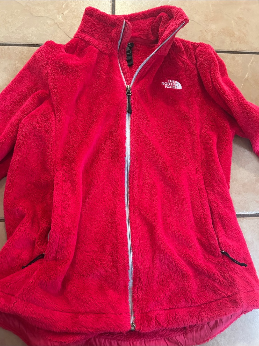 North Face pink fleece zip up jacket size medium